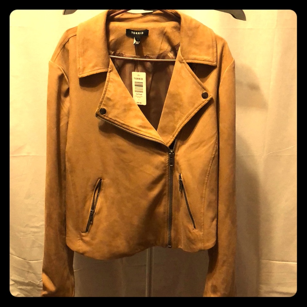 Suede Moto Jacket - Camel